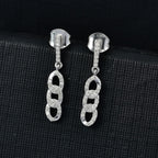 White Diamond Earring with Push Back in Rhodium Overlay Sterling Silver 0.25 Ct.