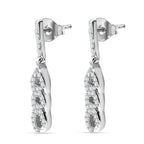 White Diamond Earring with Push Back in Rhodium Overlay Sterling Silver 0.25 Ct.