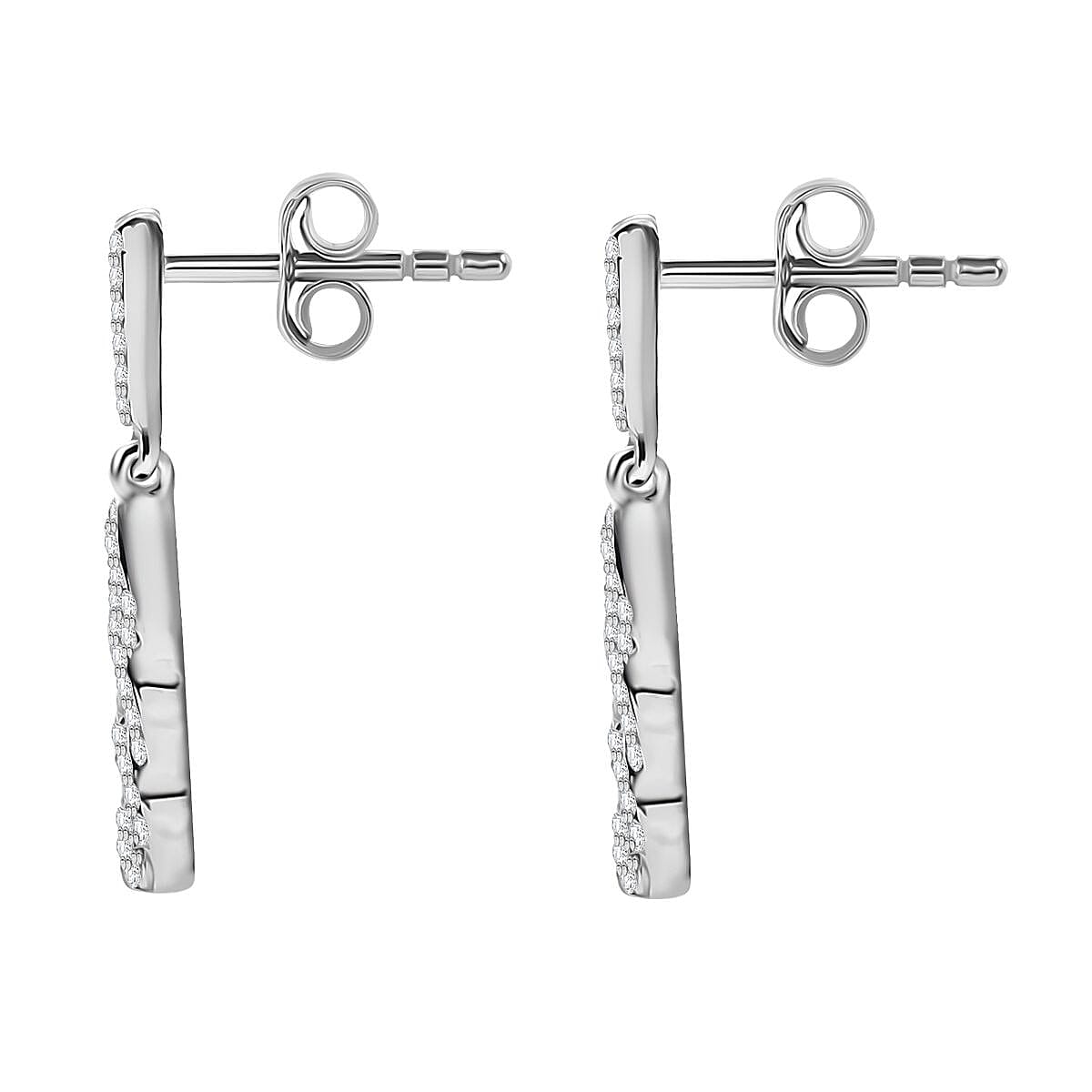 White Diamond Earring with Push Back in Rhodium Overlay Sterling Silver 0.25 Ct. 7970019 5