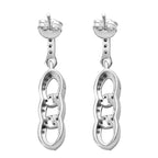 White Diamond Earring with Push Back in Rhodium Overlay Sterling Silver 0.25 Ct.