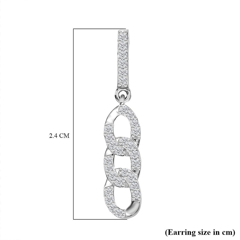 White Diamond Earring with Push Back in Rhodium Overlay Sterling Silver 0.25 Ct.