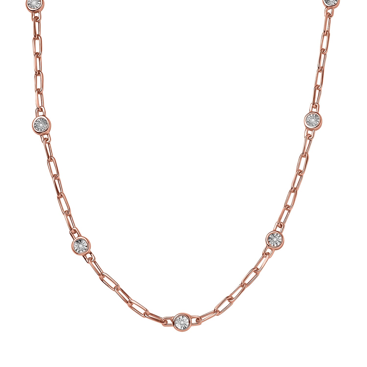 Designer Inspired- Diamond Station Necklace With Lobaster Clasp in Rose Gold Plating (Size - 18) 7811814 7