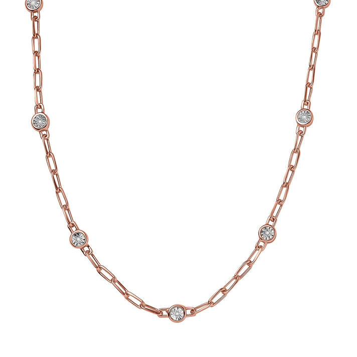 Designer Inspired- Diamond Station Necklace With Lobaster Clasp in Rose Gold Plating (Size - 18) 7811814 2