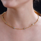Designer Inspired- Diamond Station Necklace With Lobaster Clasp  (Size - 18)