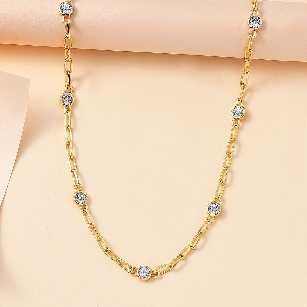 Designer Inspired- Diamond Station Necklace With Lobaster Clasp  (Size - 18)