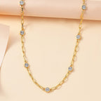 Designer Inspired- Diamond Station Necklace With Lobaster Clasp  (Size - 18)