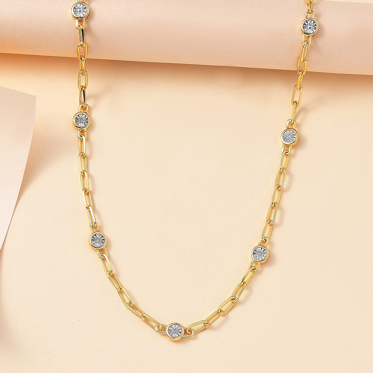 Designer Inspired- Diamond Station Necklace With Lobaster Clasp  (Size - 18) 7811815 6