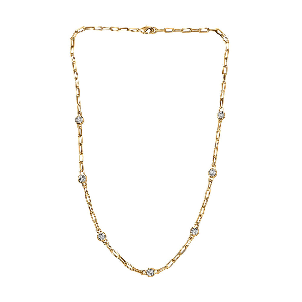 Designer Inspired- Diamond Station Necklace With Lobaster Clasp  (Size - 18)