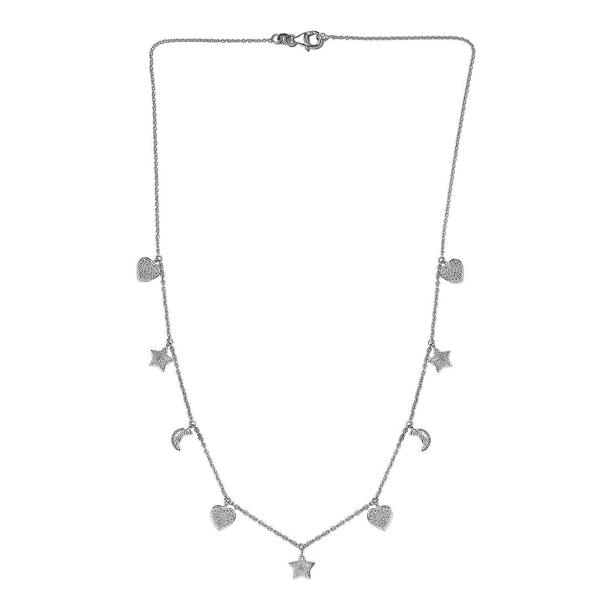 9 Diamond Celestial Charms Necklace (Size - 18) in Platinum Overlay Sterling Silver 7252699 1