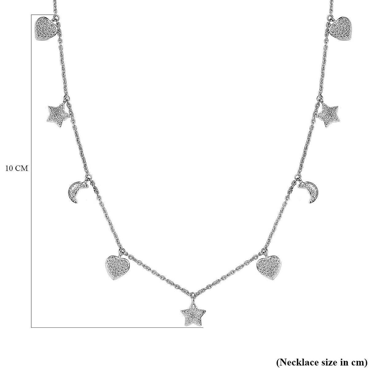9 Diamond Celestial Charms Necklace (Size - 18) in Platinum Overlay Sterling Silver 7252699 3
