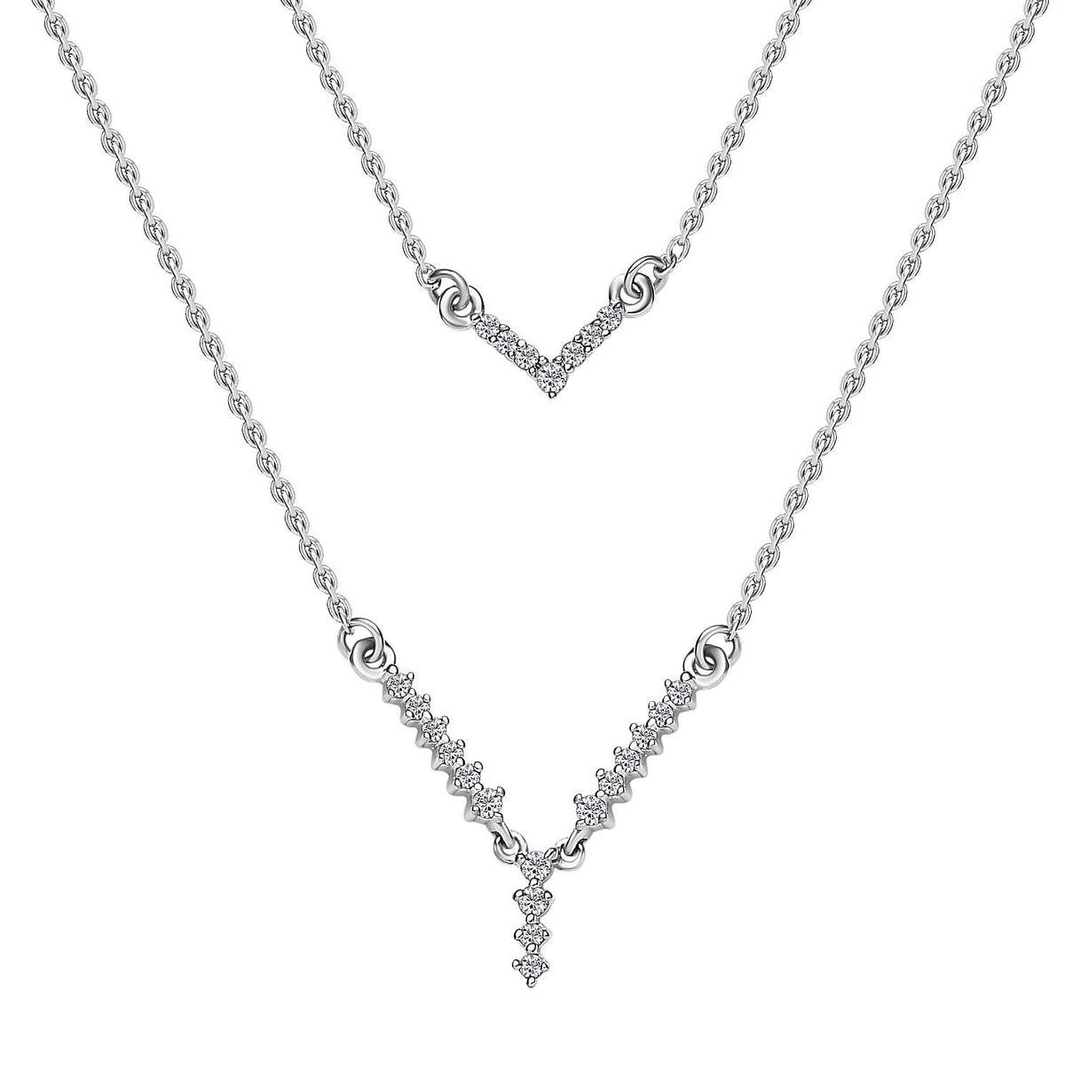 Diamond Necklace (Size - 18) in Platinum Overlay Sterling Silver 0.25 Ct 7552312 0