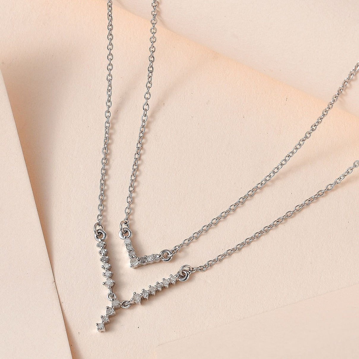 Diamond Necklace (Size - 18) in Platinum Overlay Sterling Silver 0.25 Ct 7552312 3