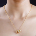 Designer Inspired - White Diamond Gold Overlay Interlocking Necklace (Size - 20)