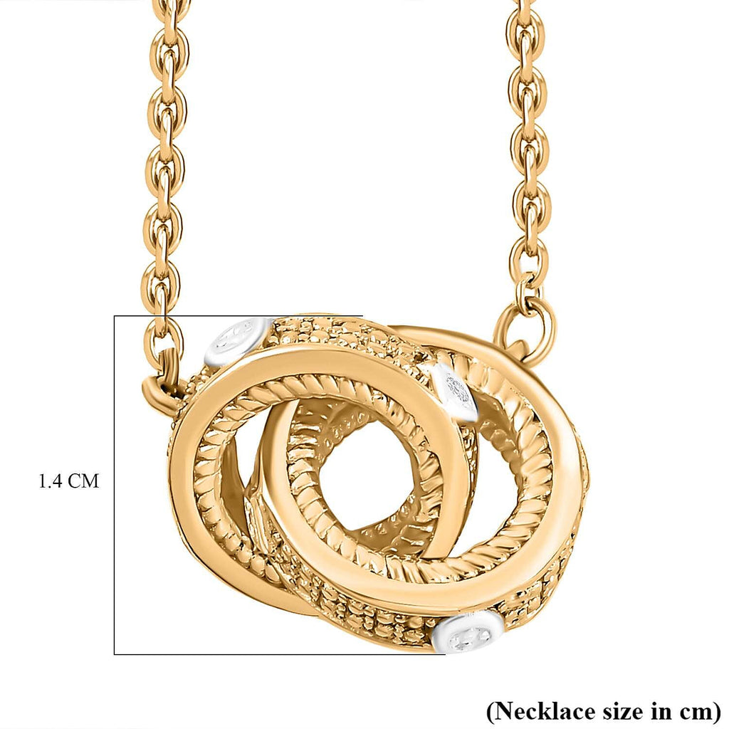 Designer Inspired - White Diamond Gold Overlay Interlocking Necklace (Size - 20)