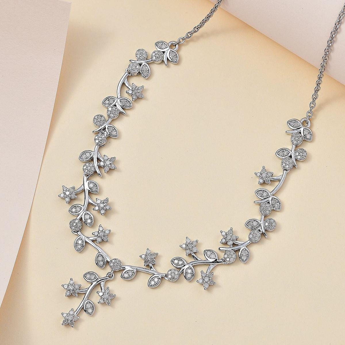 Diamond Necklace (Size 18) in Platinum Overlay Sterling Silver 2.00 Ct, Silver Wt 15.65 GM 7647559 2