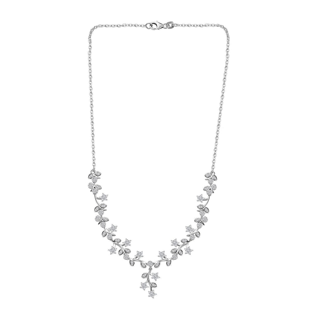 Diamond Necklace (Size 18) in Platinum Overlay Sterling Silver 2.00 Ct, Silver Wt 15.65 GM