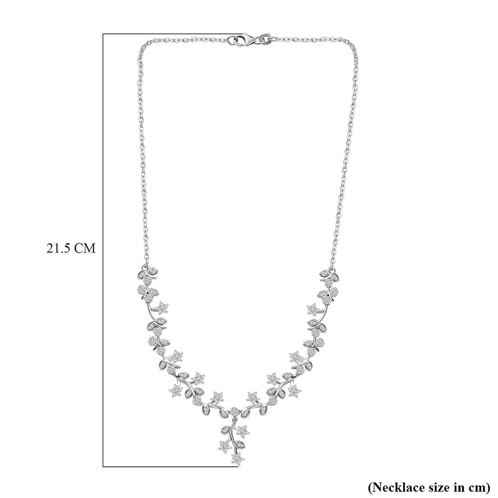 Diamond Necklace (Size 18) in Platinum Overlay Sterling Silver 2.00 Ct, Silver Wt 15.65 GM