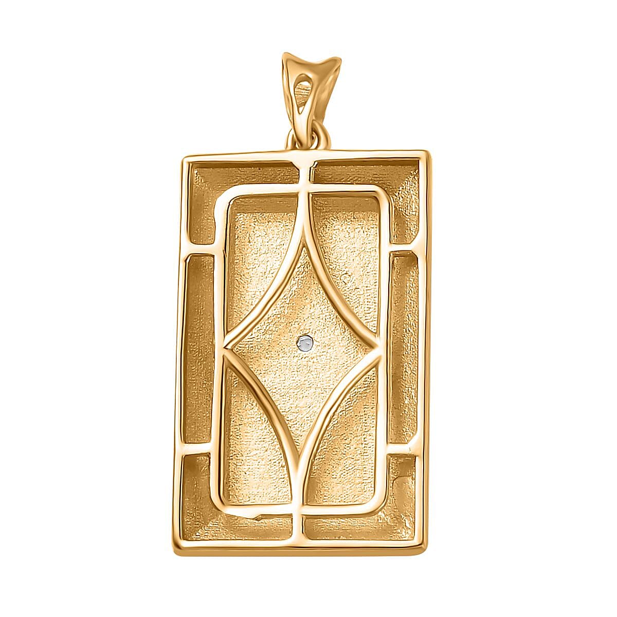 Yellow Gold Overlay Sterling Silver Diamond Cross Embossed Bar Pendant 7807131 4