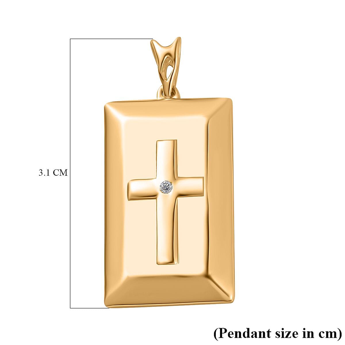 Yellow Gold Overlay Sterling Silver Diamond Cross Embossed Bar Pendant 7807131 5