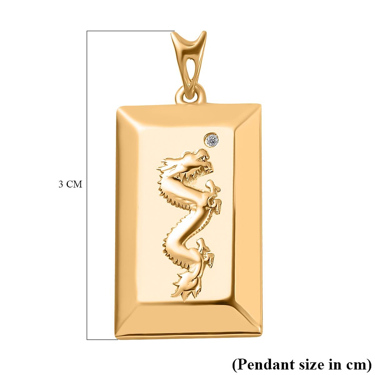 Yellow Gold Overlay Sterling Silver Diamond Dragon Embossed Ingot Bar Pendant 7807141 6