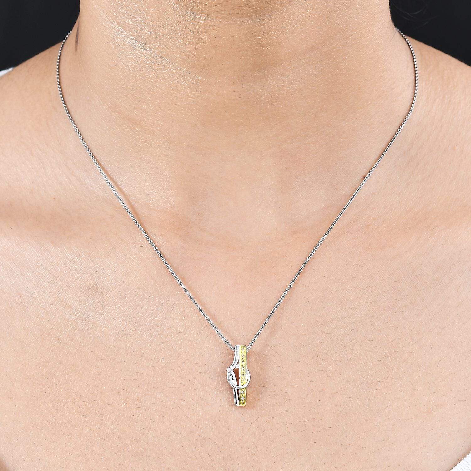 White Diamond Pendant in Yellow Gold Plated &amp; Platinum Overlay Sterling Silver 7802941 2