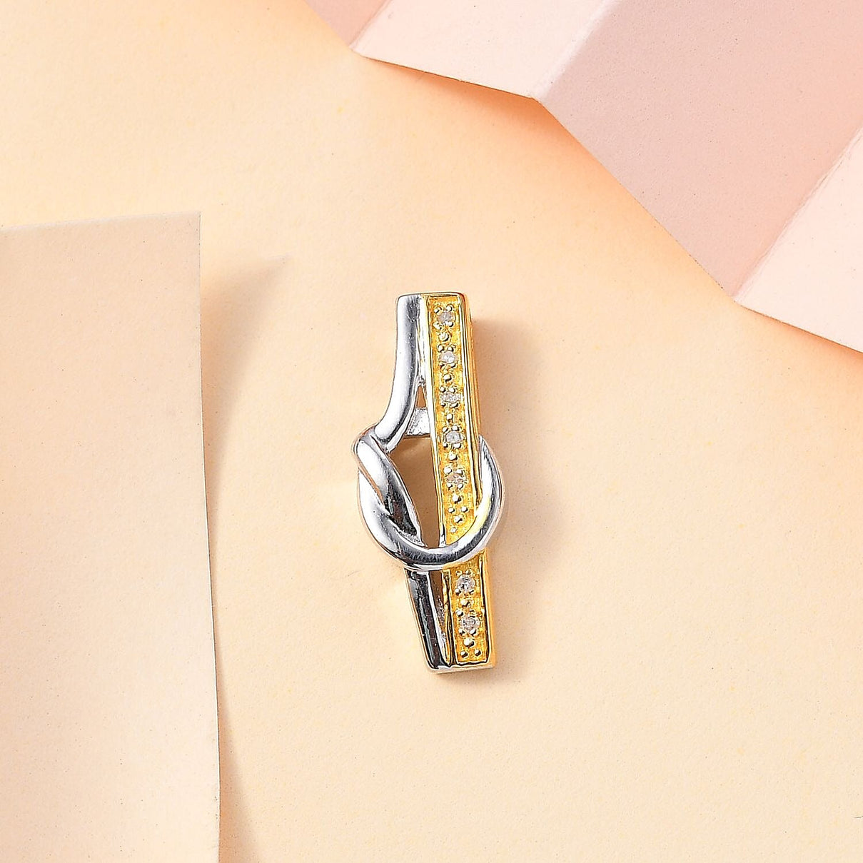 White Diamond Pendant in Yellow Gold Plated &amp; Platinum Overlay Sterling Silver 7802941 3