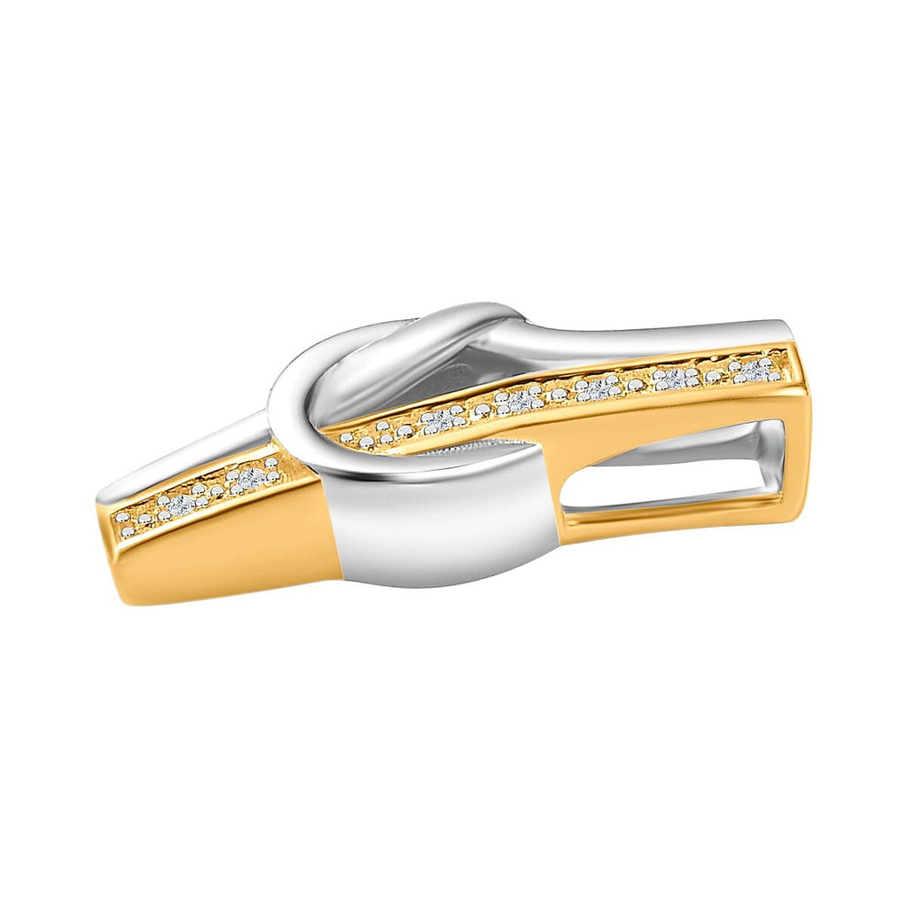 White Diamond Pendant in Yellow Gold Plated & Platinum Overlay Sterling Silver