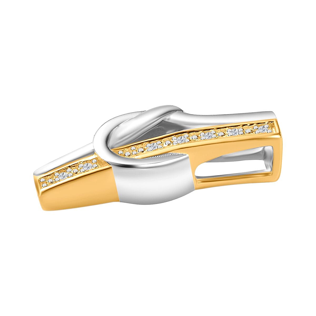 White Diamond Pendant in Yellow Gold Plated &amp; Platinum Overlay Sterling Silver 7802941 4