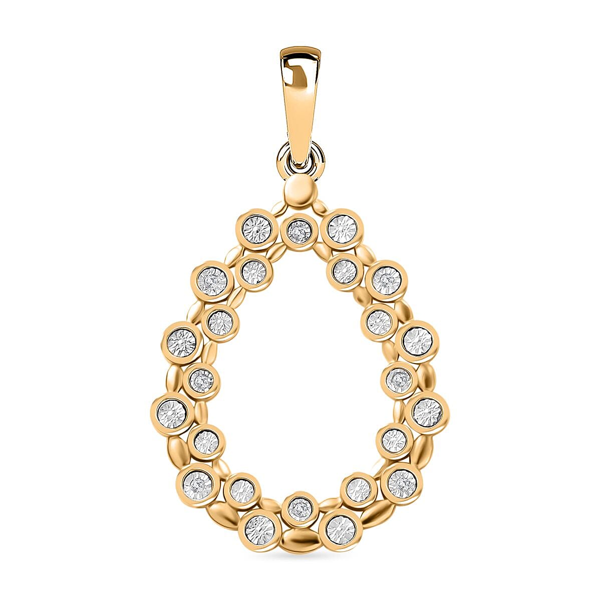 White Diamond Bubble Drop Pendant in 18K Gold Overlay Sterling Silver 7895093 0