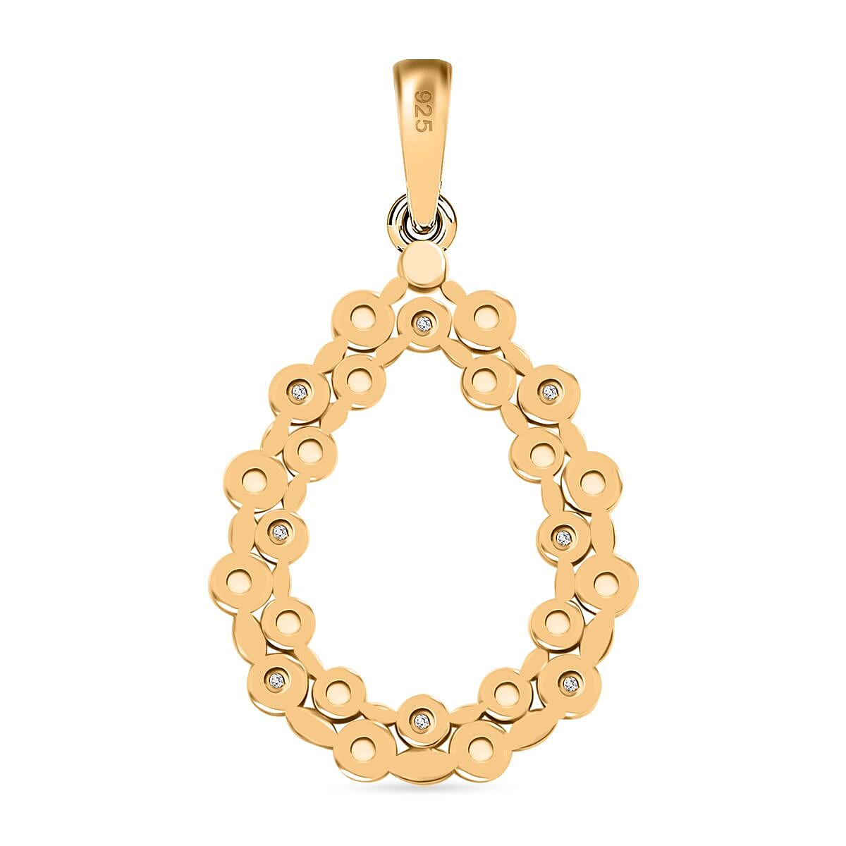 White Diamond Bubble Drop Pendant in 18K Gold Overlay Sterling Silver 7895093 4