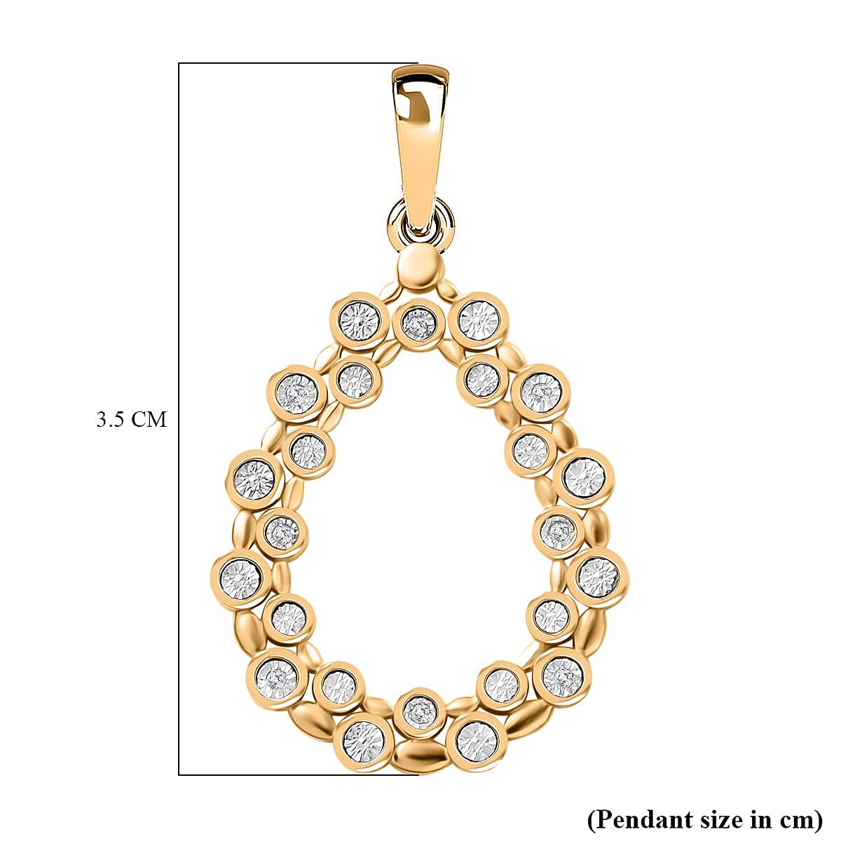 White Diamond Bubble Drop Pendant in 18K Gold Overlay Sterling Silver 7895093 5