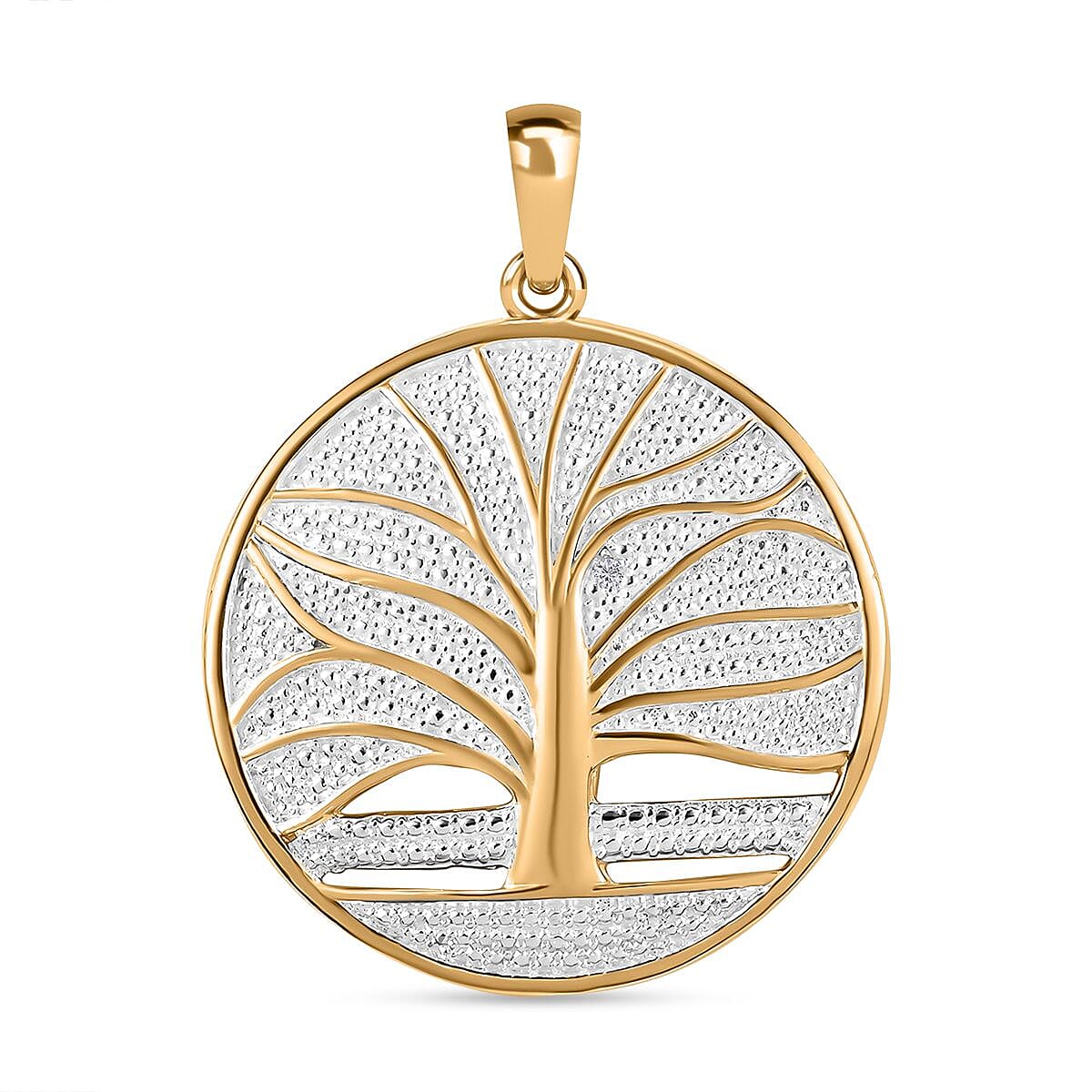 White Diamond Tree Of Life Pendant in 18K YG Plating 7963880 0