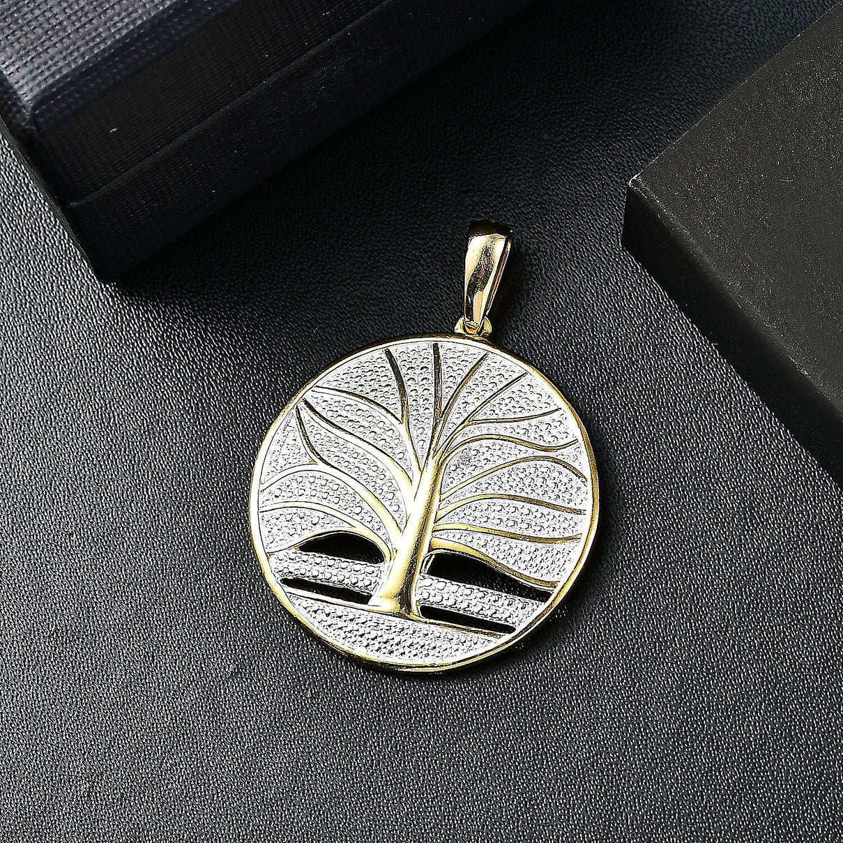 White Diamond Tree Of Life Pendant in 18K YG Plating 7963880 2