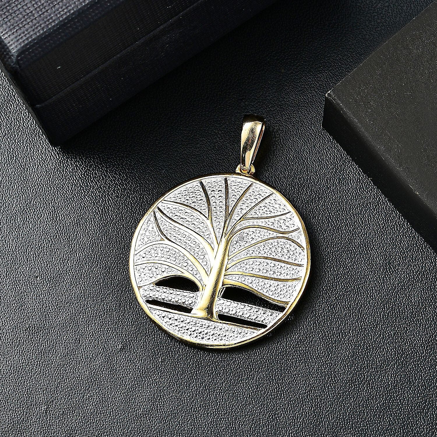White Diamond Tree Of Life Pendant in 18K YG Plating 7963880 2