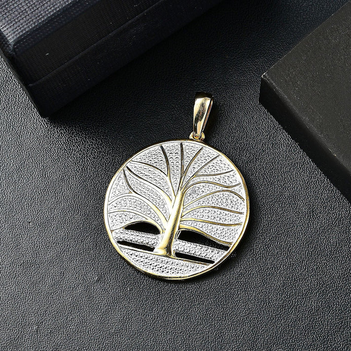 White Diamond Tree Of Life Pendant in 18K YG Plating 7963880 2