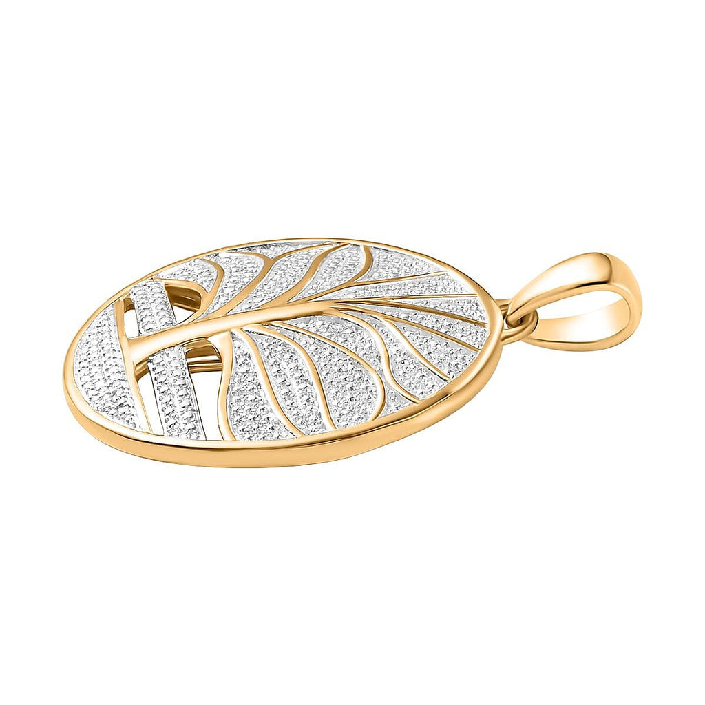 White Diamond Tree Of Life Pendant in 18K YG Plating