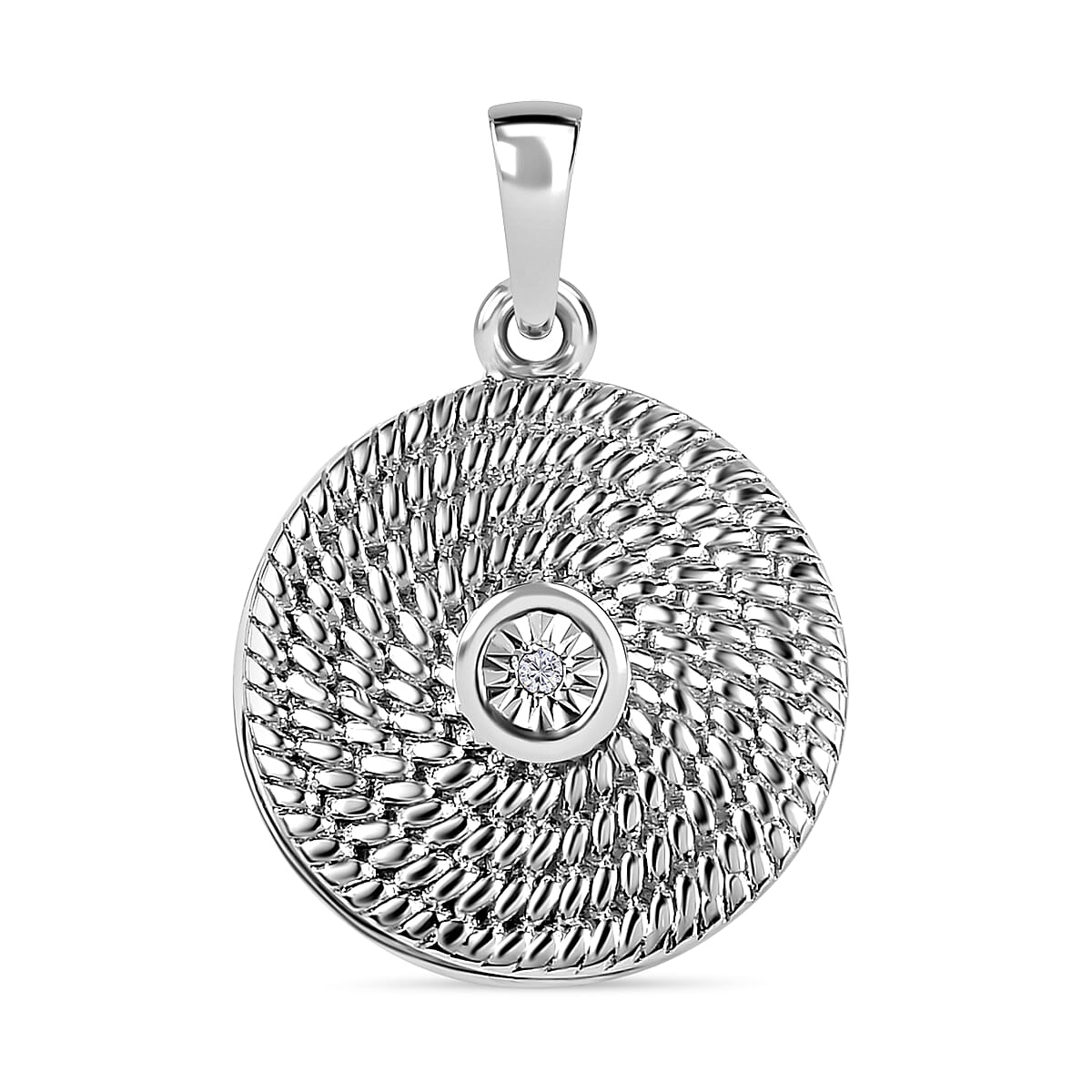 Designer Inspired -White Diamond Locket Pendant in Platinum Overlay Sterling Silver 7662267 0