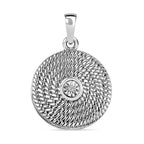 Designer Inspired -White Diamond Locket Pendant in Platinum Overlay Sterling Silver