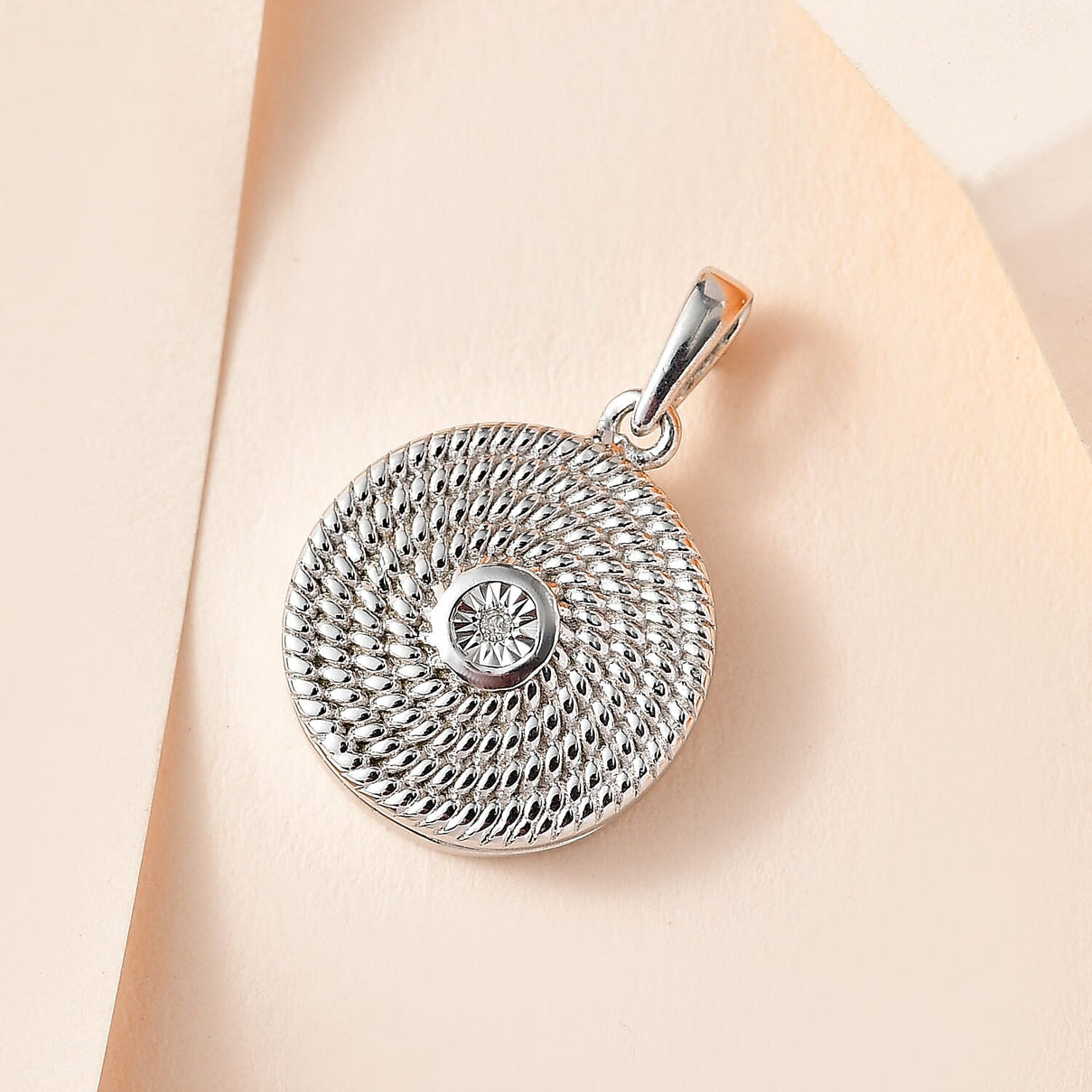 Designer Inspired -White Diamond Locket Pendant in Platinum Overlay Sterling Silver 7662267 2