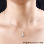 Diamond Floral Pendant in Platinum Overlay Sterling Silver