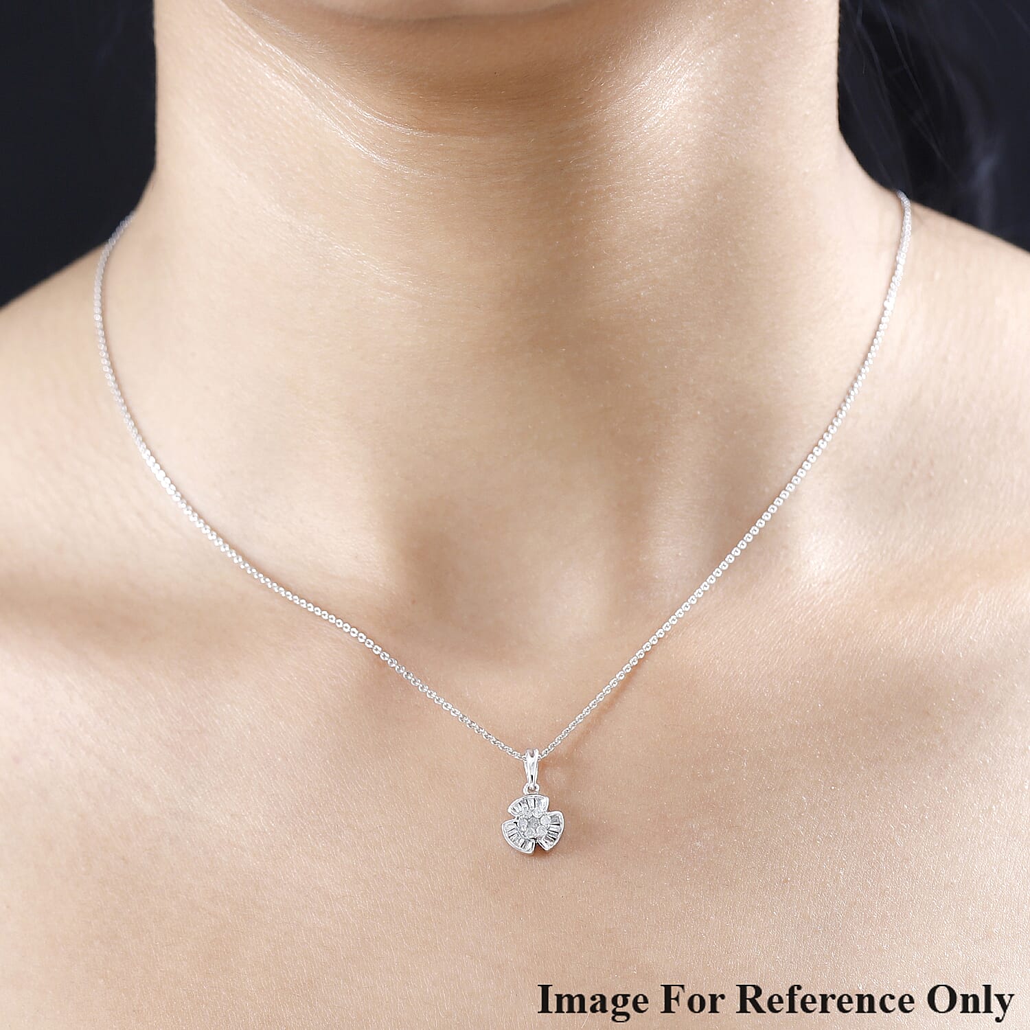 Diamond Floral Pendant in Platinum Overlay Sterling Silver 7726552 2