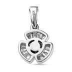 Diamond Floral Pendant in Platinum Overlay Sterling Silver