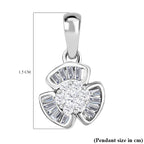 Diamond Floral Pendant in Platinum Overlay Sterling Silver