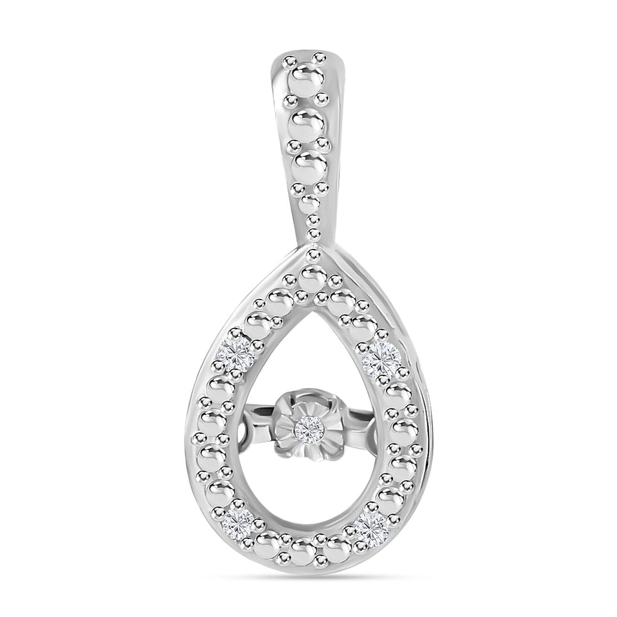 White Diamond Drop Pendant in Rhodium Overlay Sterling Silver 7814097 0