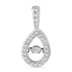 Natural White Diamond Pendant in Rhodium Overlay Sterling Silver