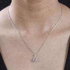 Natural White Diamond Pendant in Rhodium Overlay Sterling Silver