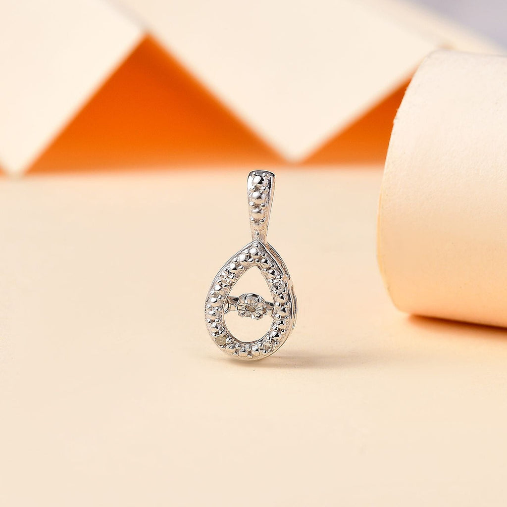 Natural White Diamond Pendant in Rhodium Overlay Sterling Silver