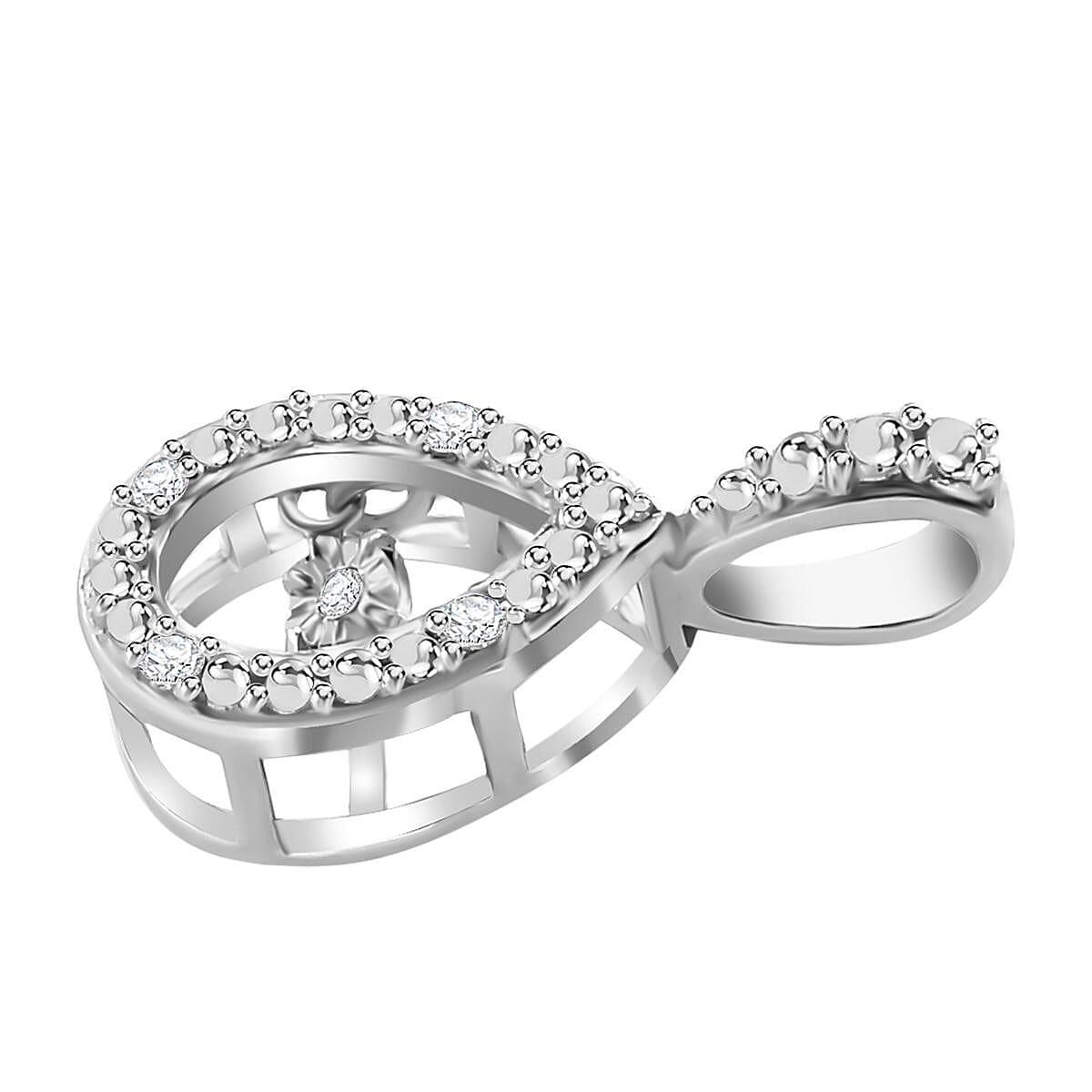 White Diamond Drop Pendant in Rhodium Overlay Sterling Silver 7814097 4