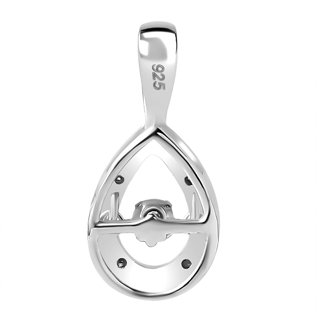 White Diamond Drop Pendant in Rhodium Overlay Sterling Silver 7814097 5