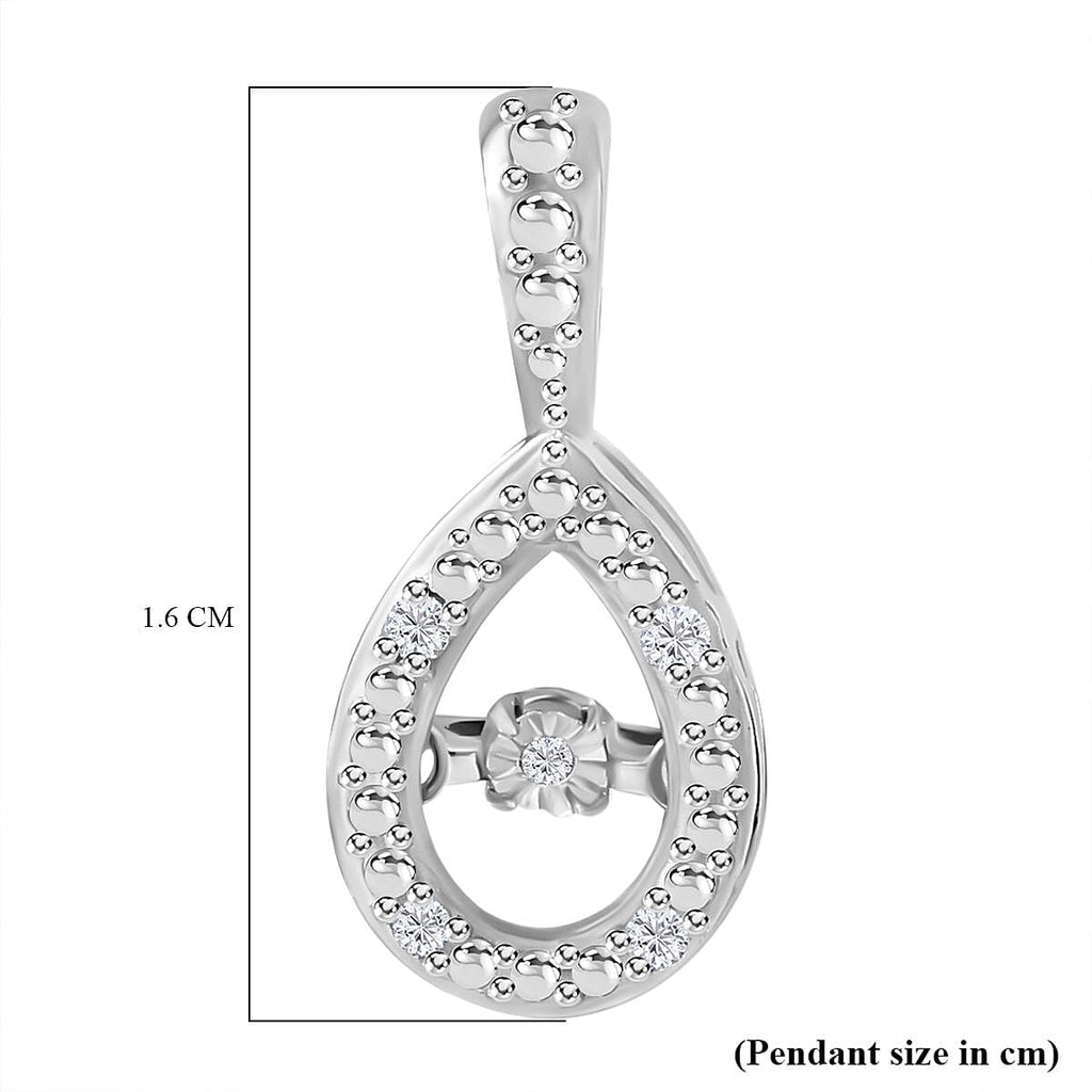 Natural White Diamond Pendant in Rhodium Overlay Sterling Silver